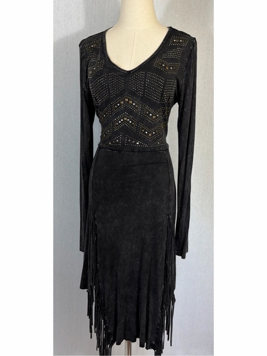 T Party Fashion Dresses & Skirts - Vintage T Party Black Enzyme Wash Fringe Studded Y2K Goth Grunge Dress size L